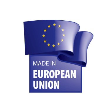 Beyaz arka planda Avrupa Birliği bayrağı ve vektör illüstrasyonu