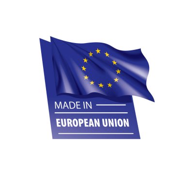 Beyaz arka planda Avrupa Birliği bayrağı ve vektör illüstrasyonu