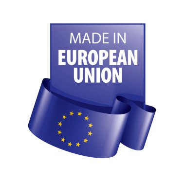 Beyaz arka planda Avrupa Birliği bayrağı ve vektör illüstrasyonu