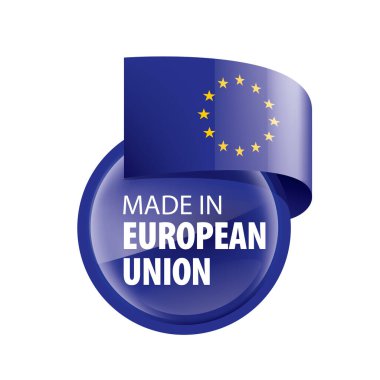 Beyaz arka planda Avrupa Birliği bayrağı ve vektör illüstrasyonu