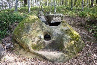 Dolmen, Rusya 'nın Soçi bölgesindeki Lazarevsky vadisinde. 5 Kasım 2019