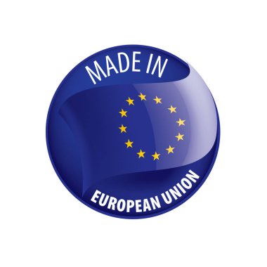 Beyaz arka planda Avrupa Birliği bayrağı ve vektör illüstrasyonu