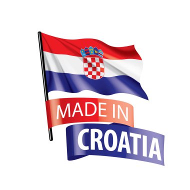 Hırvatistan bayrağı, beyaz bir arka plan üzerinde vektör çizim