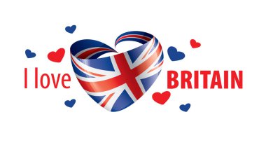 Britanya 'nın ulusal bayrağı ve İngiltere' yi seviyorum. Vektör illüstrasyonu