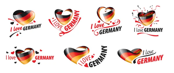 The national flag of the Germany and the inscription I love Germany. Vector illustration — Stock Vector