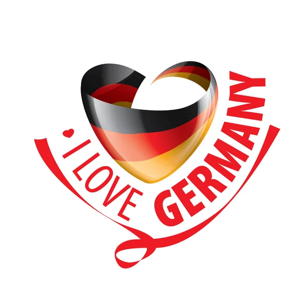 La bandera nacional de Alemania y la inscripción Me encanta Alemania. Ilustración vectorial — Vector de stock