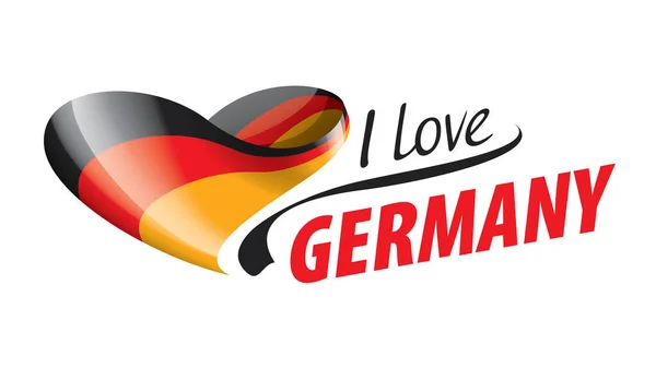 Flaga narodowa Niemiec i napis Kocham Niemcy. Ilustracja wektora — Wektor stockowy