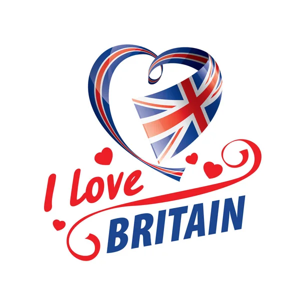 Flaga Wielkiej Brytanii i napis Kocham Brytanię. Ilustracja wektora — Wektor stockowy