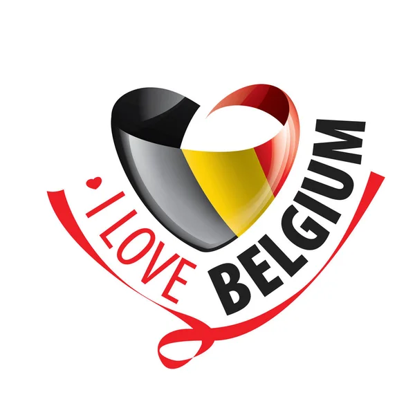 Flaga narodowa Belgii i napis I love Belgium. Ilustracja wektora — Wektor stockowy