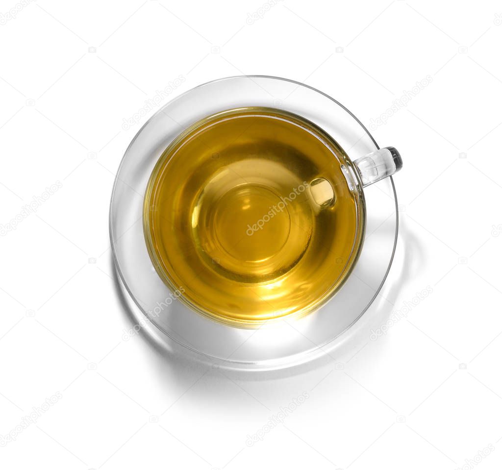 Tea in a glass Cup on a white background