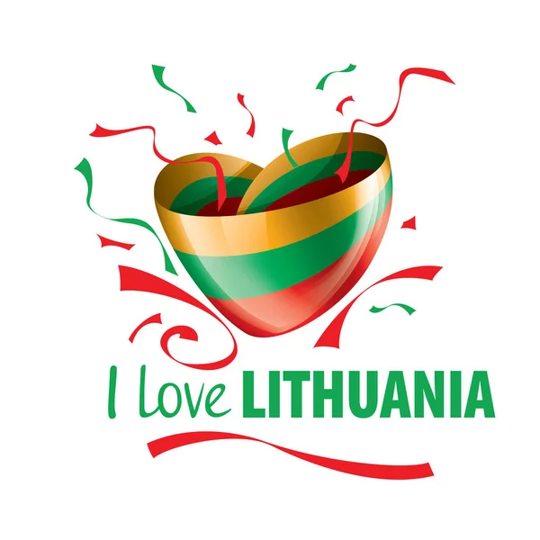 La bandera nacional de Lituania y la inscripción Me encanta Lituania. Ilustración vectorial — Vector de stock