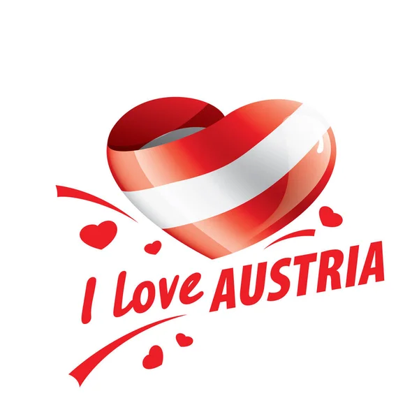 The national flag of the Austria and the inscription I love Austria. Vector illustration — Stock Vector