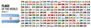 Ülkelerin ulusal bayrakları. Beyaz arka planda vektör Illustration