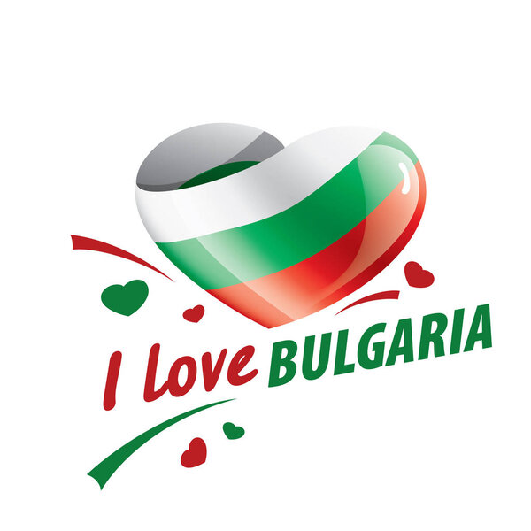 The national flag of the Bulgaria and the inscription I love Bulgaria. Vector illustration