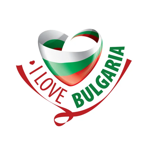 La bandera nacional de Bulgaria y la inscripción Me encanta Bulgaria. Ilustración vectorial — Vector de stock