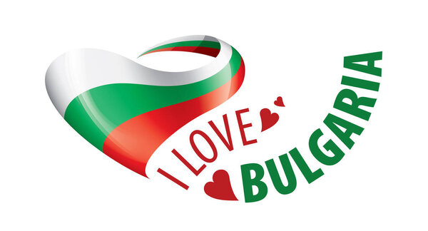 The national flag of the Bulgaria and the inscription I love Bulgaria. Vector illustration