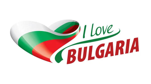 La bandera nacional de Bulgaria y la inscripción Me encanta Bulgaria. Ilustración vectorial — Vector de stock