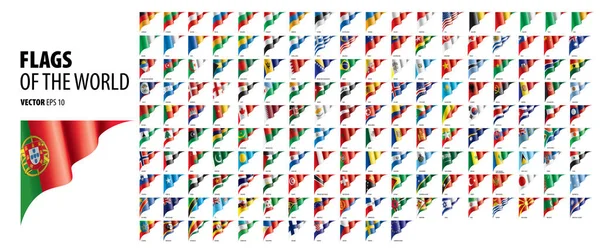 Εθνικές σημαίες των χωρών. Απεικόνιση διανύσματος σε λευκό φόντο — Διανυσματικό Αρχείο
