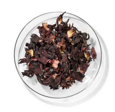 Beyaz arka planda içki yapmak için Hibiscus çayı