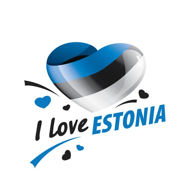 エストニアの国旗と私が愛するエストニアの碑文。ベクターイラスト — ストックベクタ