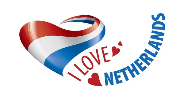 Nederländernas nationella flagga och den inskription jag älskar Nederländerna. Vektorillustration — Stock vektor