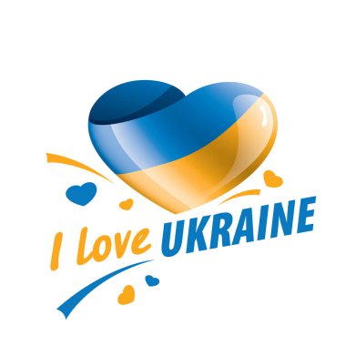 Ukrayna 'nın ulusal bayrağı ve Ukrayna' ya bayılıyorum. Vektör illüstrasyonu