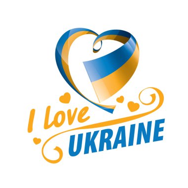 Ukrayna 'nın ulusal bayrağı ve Ukrayna' ya bayılıyorum. Vektör illüstrasyonu