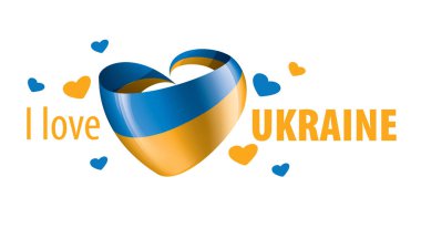 Ukrayna 'nın ulusal bayrağı ve Ukrayna' ya bayılıyorum. Vektör illüstrasyonu
