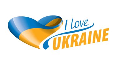 Ukrayna 'nın ulusal bayrağı ve Ukrayna' ya bayılıyorum. Vektör illüstrasyonu