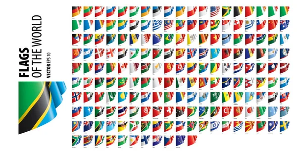 National flags of the countries. Vector illustration on white background — Stock Vector