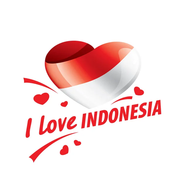 La bandiera nazionale dell'Indonesia e l'iscrizione I love Indonesia. Illustrazione vettoriale — Vettoriale Stock