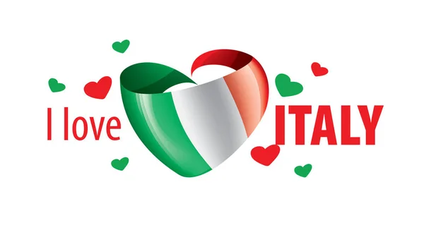 De nationale vlag van Italië en de inscriptie I love Italy. Vectorillustratie — Stockvector