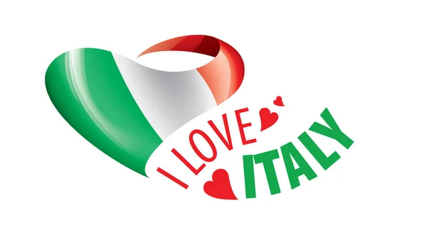 De nationale vlag van Italië en de inscriptie I love Italy. Vectorillustratie — Stockvector