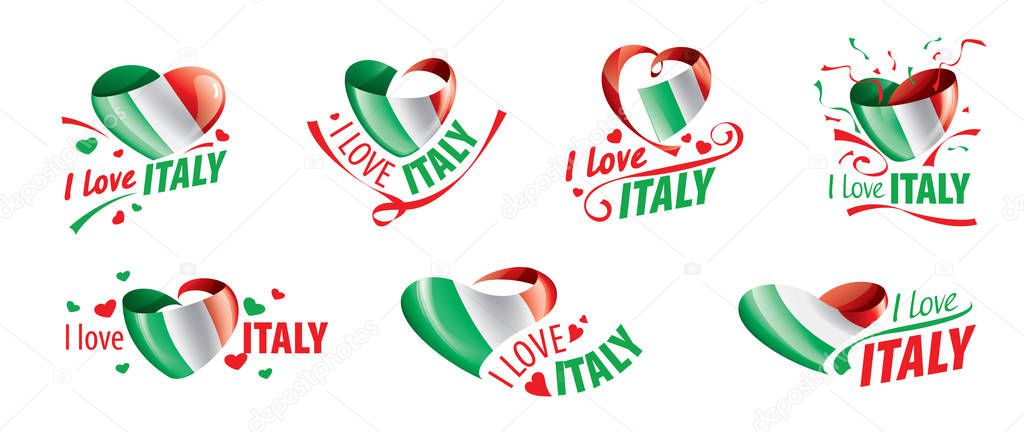 The national flag of the Italy and the inscription I love Italy. Vector illustration