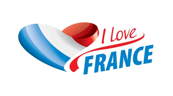 法国的国旗和题词我爱法国。 矢量说明 — 图库矢量图片