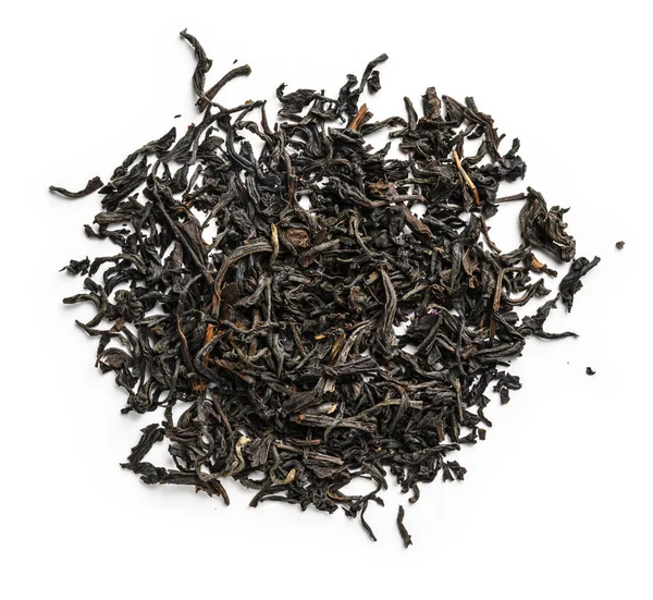 Schwarzer Tee von oben auf weißem Hintergrund — Stockfoto