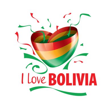 Bolivya 'nın ulusal bayrağı ve Bolivya' ya bayılıyorum. Vektör illüstrasyonu