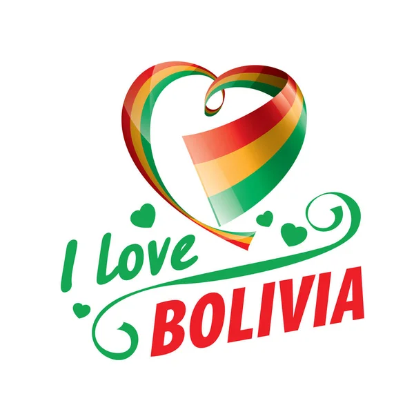 The national flag of the Bolivia and the inscription I love Bolivia. Vector illustration — Stock Vector