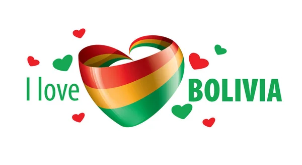 Národní vlajka Bolívie a nápis, který miluji Bolívii. Vektorová ilustrace — Stockový vektor