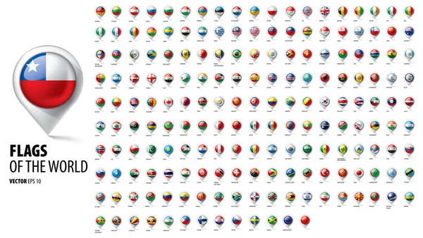Nationale vlaggen van de landen. Vector illustratie op witte achtergrond — Stockvector