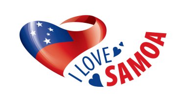 Samoa 'nın ulusal bayrağı ve Samoa' ya bayılırım. Vektör illüstrasyonu