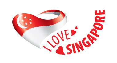 Singapur 'un ulusal bayrağı ve Singapur' a bayılıyorum. Vektör illüstrasyonu