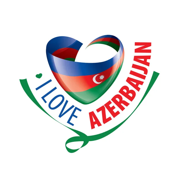 Azerbajdzjans nationella flagga och den inskription jag älskar Azerbajdzjan. Vektorillustration — Stock vektor