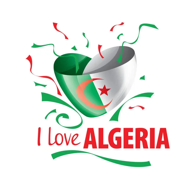 Cezayir 'in ulusal bayrağı ve Cezayir' e bayılıyorum. Vektör illüstrasyonu — Stok Vektör