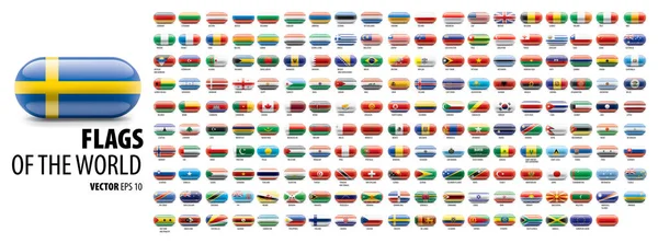 Bandiere nazionali dei paesi. Illustrazione vettoriale su sfondo bianco — Vettoriale Stock
