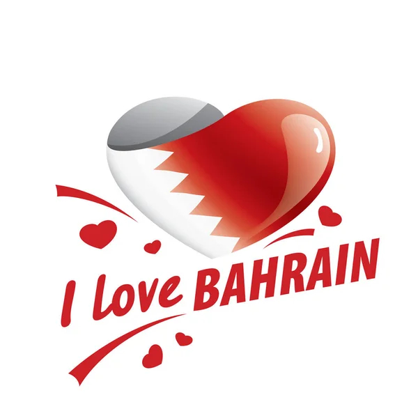 Bandera nacional de Bahréin en forma de corazón y la inscripción Me encanta Bahréin. Ilustración vectorial — Vector de stock