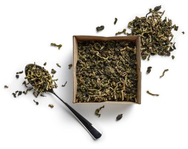 Beyaz arka planda nilüfer çayı. Yukarıdan görünüşü