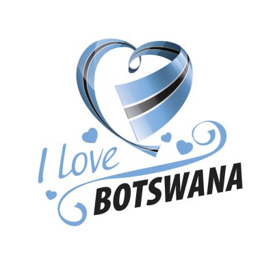Botswana 'nın kalp şeklinde ulusal bayrağı ve Botswana' ya bayılıyorum. Vektör illüstrasyonu
