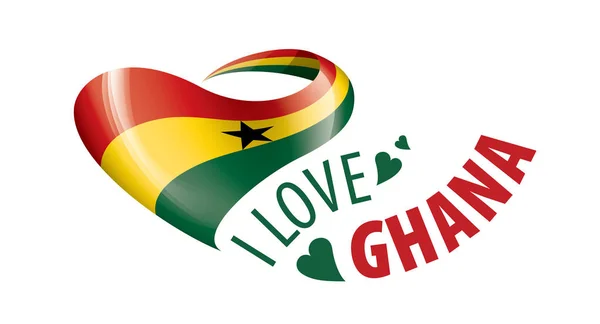Bandeira nacional do Gana na forma de um coração e a inscrição Eu amo Gana. Ilustração vetorial — Vetor de Stock