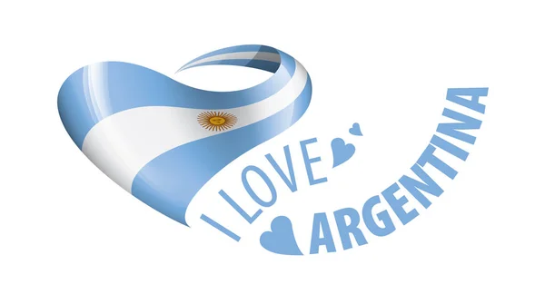 Bandiera nazionale dell'Argentina a forma di cuore e l'iscrizione che amo Argentina. Illustrazione vettoriale — Vettoriale Stock